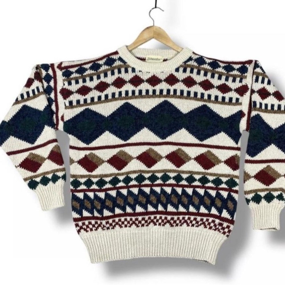 Vintage St. John's Bay Multicolor Geometric Crewneck Sweater